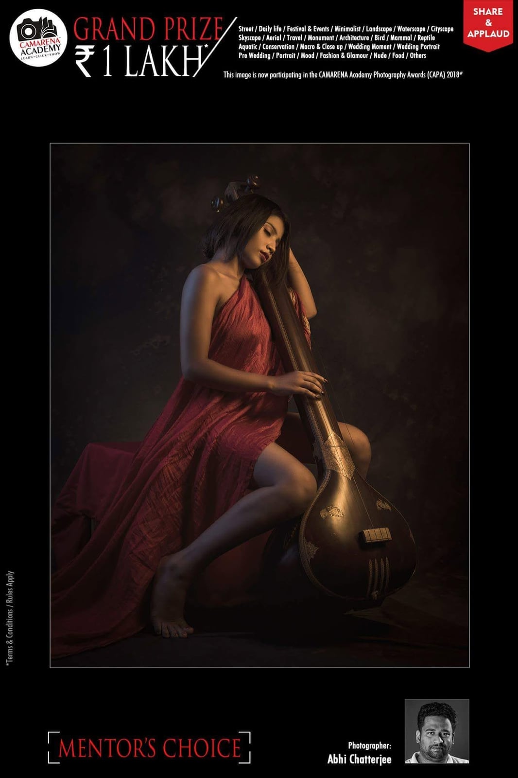 A CAMARENA Academy poster marked Mentor's Choice, showing a seated figure lit from the side.