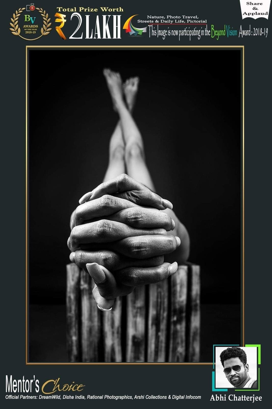 A Beyond Vision poster marked Mentor's Choice, showing clasped hands resting over bamboo.