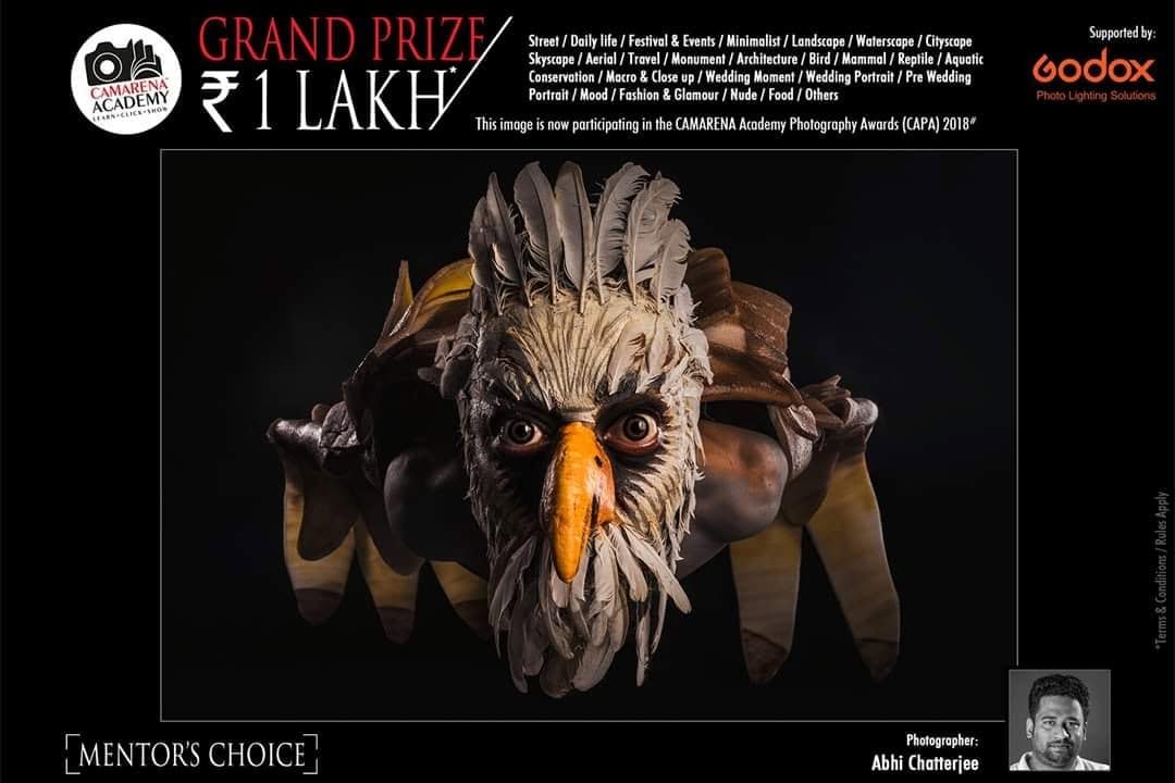 A CAMARENA Academy poster marked Mentor's Choice, showing a sculpted eagle mask.