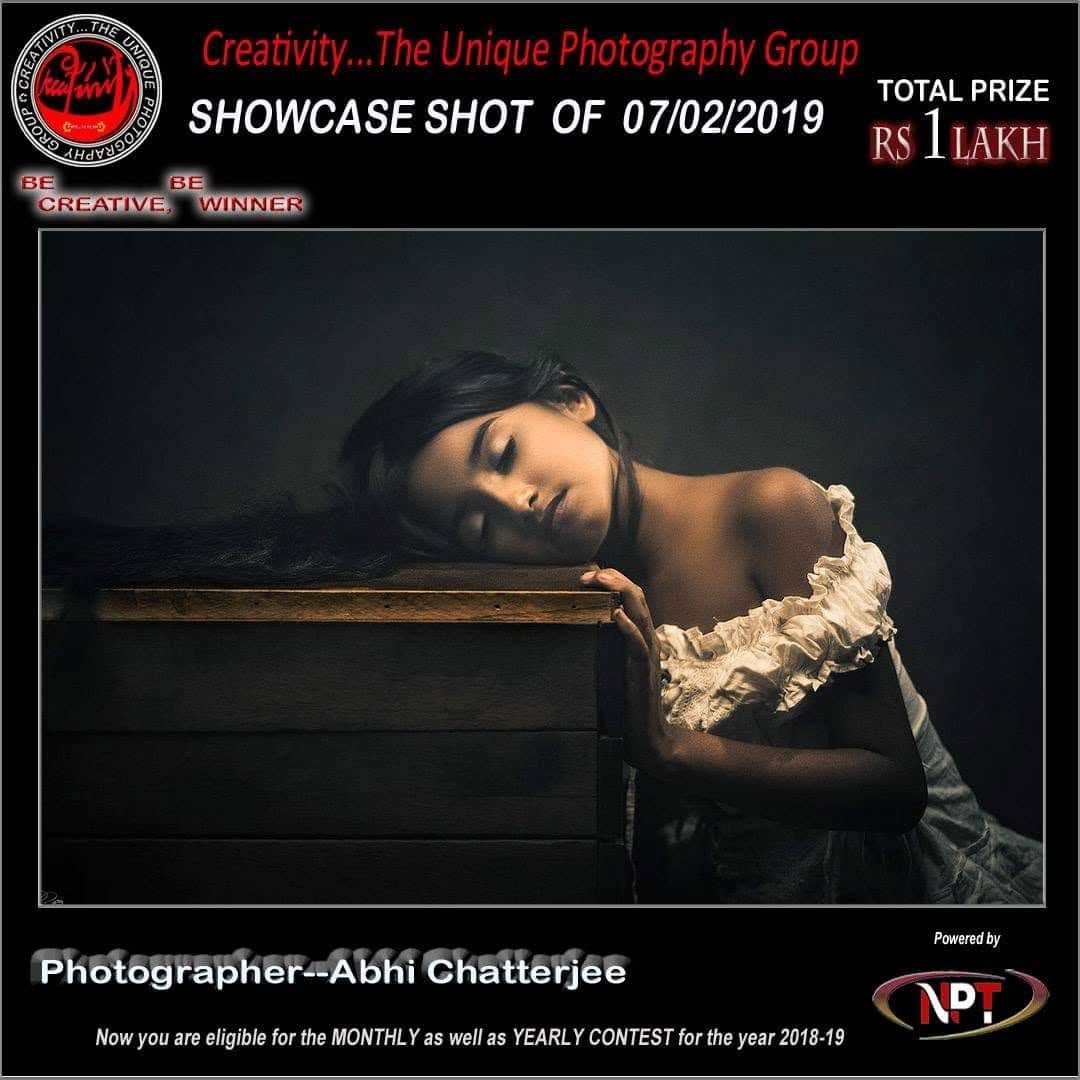 A Creativity showcase card for 7 February 2019, showing a woman daydreaming in soft light.