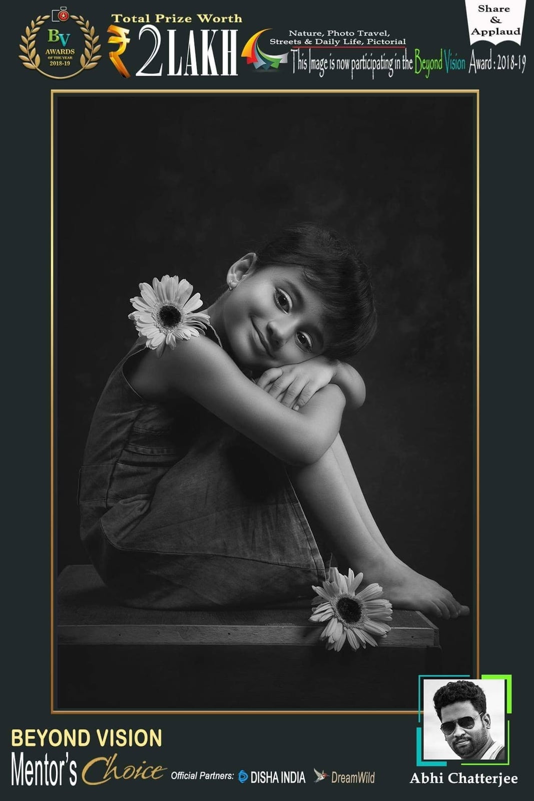 A Beyond Vision poster marked Mentor's Choice, showing a child holding daisies.